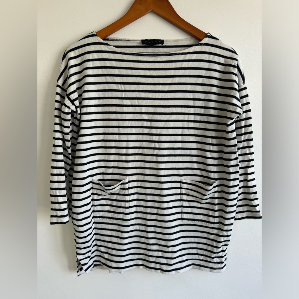 Hatch- Maternity Bateau Stripe Shirt- Size: P (O/XS)